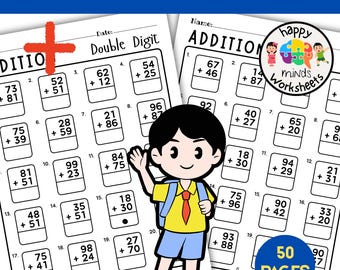 Double Digit Addition Practice Worksheets With and Without RegroupingPractice Worksheets - Printable PDF Math Drills