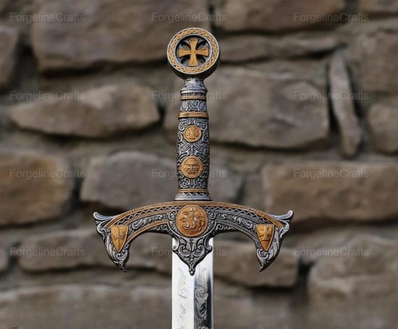 Handmade Templar Knight Sword With Leather Cover