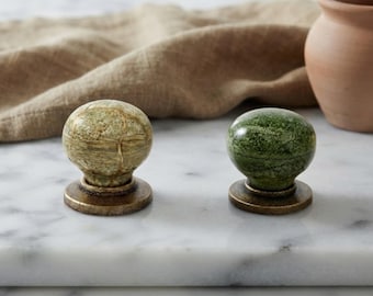Green Ceramic Cabinet Knob, Gold Detailed Drawer Pull, Vintage Dresser Knob, Unique Furniture Hardware, Kitchen Decor