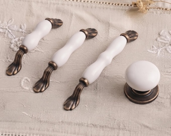 Unique Ceramic Cupboard Pulls, Vintage Metallic Drawer Handles, Rustic Furniture Hardware, Retro Kitchen Cabinet Knobs, Boho Hardware