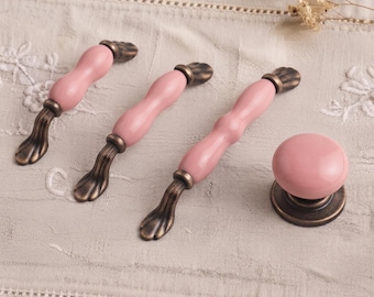 Rustic Porcelain Cabinet Handles, Dark Bronze Furniture Pulls, Vintage Drawer Knobs, Unique Dresser Hardware, Aesthetic Kitchen Decor