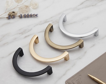 Modern Half Moon Cabinet Pulls Minimalist Ring Pull Handles Luxury Drawer Knobs Unique Furniture Hardware Stylish Dresser Pull