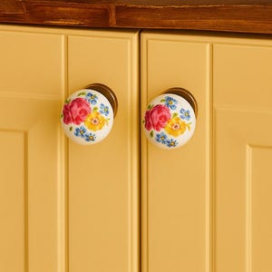 Bouton de tiroir en porcelaine rose style vintage, poignée de meuble en céramique