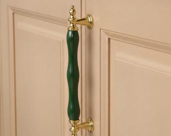 Ceramiczny uchwyt do szuflady w nowoczesnym stylu rustykalnym 64-96-128 mm | Uchwyt do szafki z zielonej porcelany | Rustykalne akcesoria kuchenne