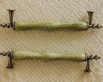 Vintage Green - Antique Gold Edges Ceramic Drawer Pull Handle 128mm – Antique Cabinet, Dresser, Kitchen, Bathroom Furniture Knob