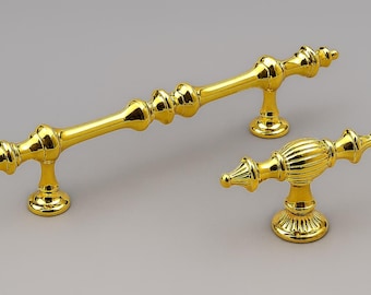 Luksusowy złoty uchwyt do szafki, uchwyt do szuflady w stylu osmańskim, gałka do szafki kuchennej w stylu vintage, eleganckie okucia meblowe