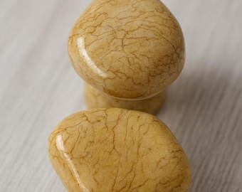 Gałka do szafki z kremowej porcelany, uchwyt do szuflady z efektem kamienia, uchwyt do szafki, okucia meblowe do kuchni i łazienki, nowoczesne gałki rustykalne