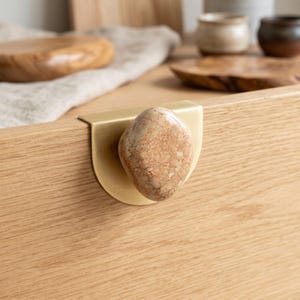 Stone Look Porcelain Cabinet Knob, Rustic Drawer Pull, Minimalist Furniture Handle, Kitchen Decor