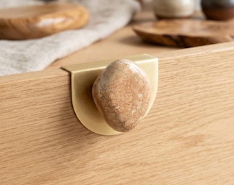 Porzellan Knauf Steinoptik, rustikaler Schubladenknauf, minimalistischer Möbelgriff, Küchendeko