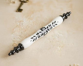 Luksusowe, ręcznie robione ceramiczne uchwyty do szuflad, gałki do szafek w kolorze czarnym i złotym (64 mm, 96 mm, 128 mm)