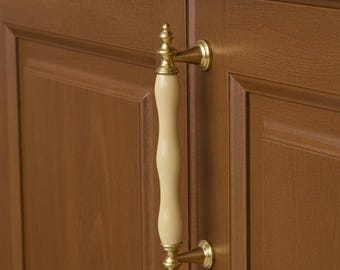 Klasyczna ceramiczna gałka do szafki w stylu vintage 64-96-128 mm | Uchwyt do szuflady z antycznej porcelany | Ponadczasowe okucia meblowe