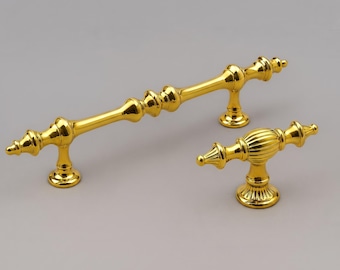Luxury Gold Cabinet Handle, Ottoman Style Drawer Pull, Vintage Kitchen Cupboard Knob, Elegant Furniture Hardware