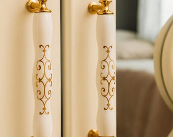 Poignées de meuble en porcelaine dorée 128 mm, boutons de meubles de luxe, poignées de tiroir vintage, poignées d'armoire de cuisine, quincaillerie décorative