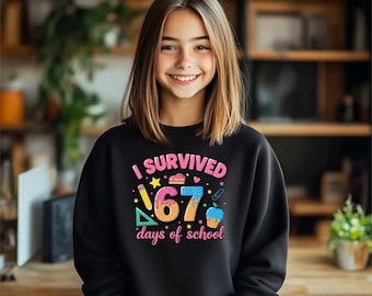 Sudadera con capucha "Sobreviví 67 días de escuela", sudadera con capucha para profesor