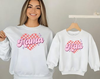 Conjunto de sudadera a juego de mamá y mini para San Valentín