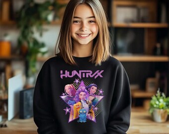 Kpop Huntrix Sweatshirt, Demon Hunter Youth Fan Shirt, Saja Girls Hoodie Style Top