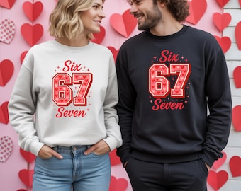 Sudadera de pareja a juego para San Valentín, diseño Six Seven