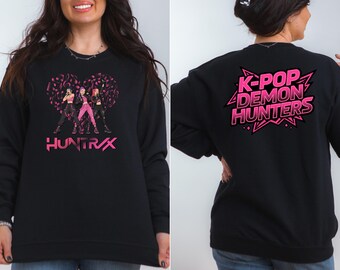 Sudadera Kpop Demon Hunters, sudadera con capucha Kpop Black Pink, sudadera Huntrix, sudadera Huntrix Black Pink, camiseta Saja Girls, sudadera Huntrix