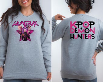 Sudadera Kpop Demon Hunters, sudadera con capucha Kpop rosa y negra, sudadera Huntrix, sudadera Huntrix rosa y negra, sudadera con capucha Huntrix, camiseta Saja Girls