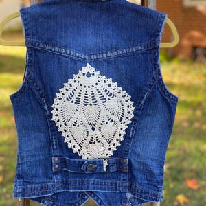 Upcycled Denim Vest | Squeeze Jeans, Distressed Y2K Style, Size 9/10