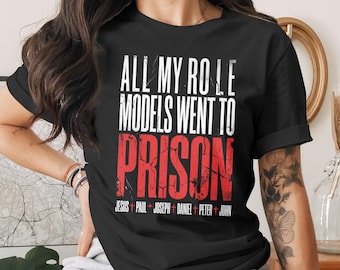 Todos mis modelos a seguir fueron a prisión, PNG, grupo de jóvenes, chistes de teología, papá reformado, Jesús es mi héroe, fe divertida para camisetas, tazas y decoración.