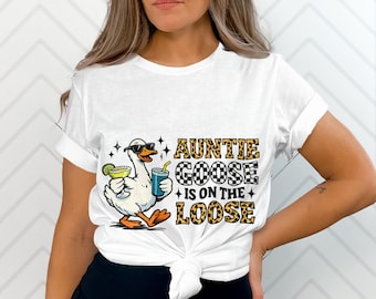Auntie Goose on the Loose PNG, In My Silly Goose Era, Aunt Sweater, Cool Aunt Gift, Sublimation for T-shirts Mugs Totes