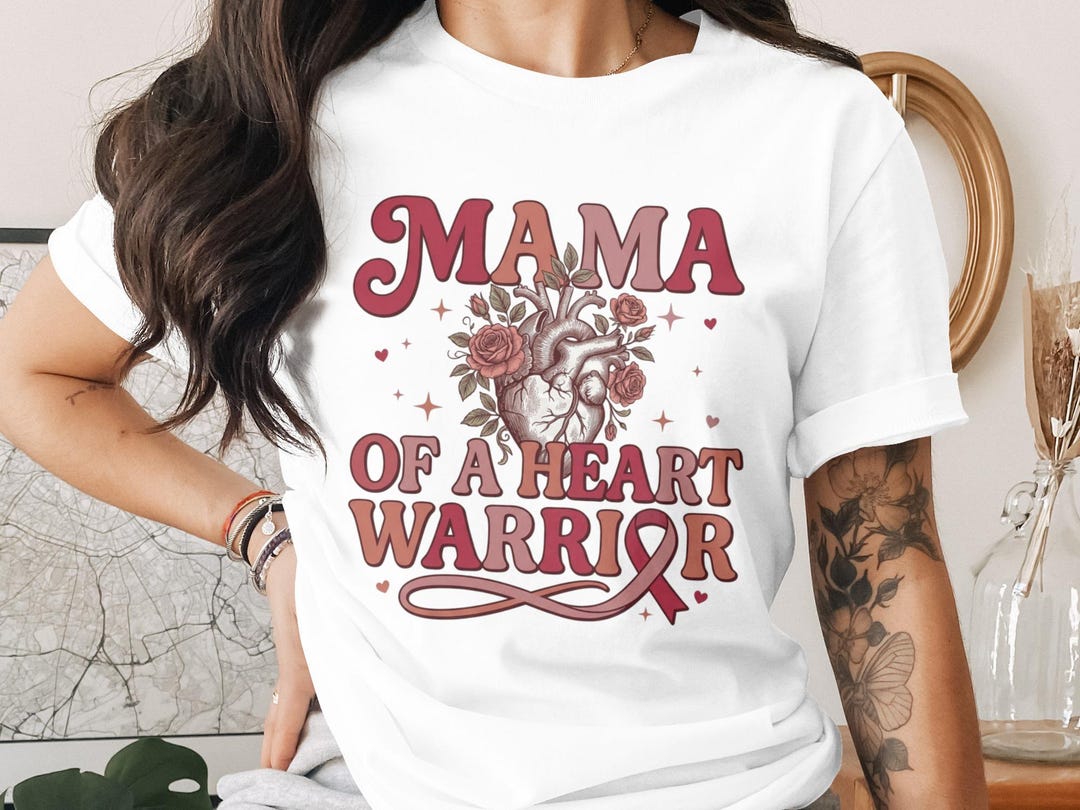 Mama of Heart Warrior Digital Png, Chd Momma, Family, Strong Girl, Red ...