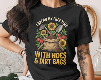 Hoes and Dirtbags Png, Gardening Pun Shirt, Free Time Tee, My Hoe Bag, Funny Gardener Gift, for Mugs & Tumblers