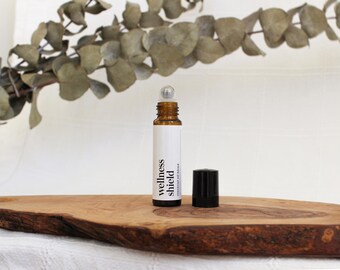 Wellness Shield Essential Oil Roller, Lemon Aromatherapy Roll-on, Natural Self Care Gift For Him, Tea Tree Eucalyptus Blend, Christmas Gift