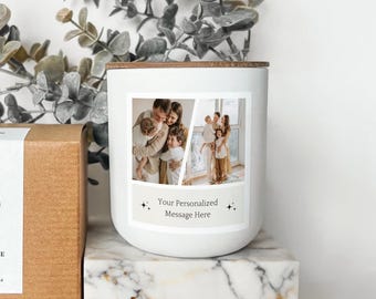 Custom Photo Candle, Personalized Picture Candle Gift Box, Soy Wax Scented Candle, Photo Collage Anniversary Gift For Him, Christmas Gift