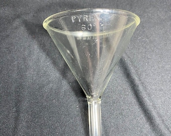 Embudo de vidrio Pyrex vintage de 60 grados
