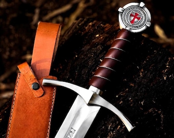 Hand Forged Accolade Templar Inspired Sword | Carbon Steel Crusader Replica | Medieval Knight Display | Gift for Him