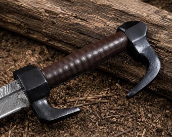 Hand Forged Spartan Inspired Sword | Carbon Steel Blade with Leather Sheath | Medieval Display Replica | Collectible Gift for Him