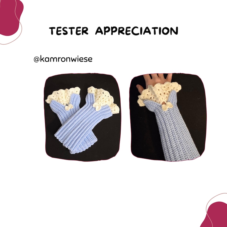 A light blue minimalist crochet glove, an ideal mothers day crochet gift and victorian gloves project.