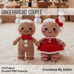 DIY Gingerbread Man en vrouw haakpatroon | Eenvoudig haakpatroon kerstamigurumi | Leuk gehaakt kerstpatroon voor beginners