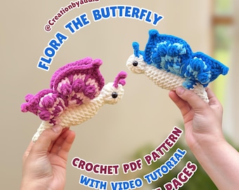 Flora The Butterfly Crochet Pattern PDF With Video Tutorial | Amigurumi Butterfly Plush | Bobble Stitch Butterfly Crochet Toy