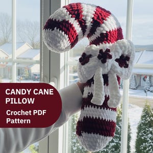 DIY Crochet Candy Cane Pillow Pattern PDF | Xmas Decor Christmas Crochet