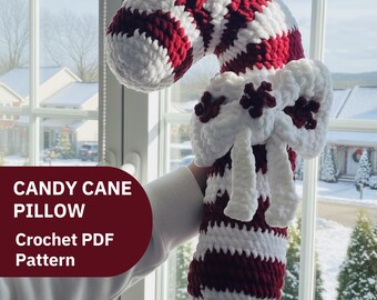DIY Crochet Candy Cane Pillow Pattern PDF | Xmas Decor Christmas Crochet
