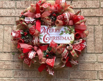 merry christmas wreath deco mesh christmas wreath farmhouse wreath holiday wreath christmas wreath front door decor - Deco Mesh Christmas Wreath merry christmas wreath deco mesh christmas wreath farmhouse wreath holiday wreath christmas wreath front door decor - Deco Mesh Christmas Wreath