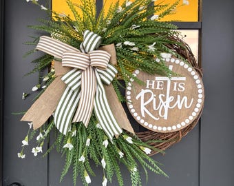 He Is Risen Grapevine Floral Wreath