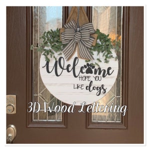 Front Door Dog Decor, Hope You Like Dogs Shiplap Style Door Sign, Farmhouse Door Wreath, Door Hanger