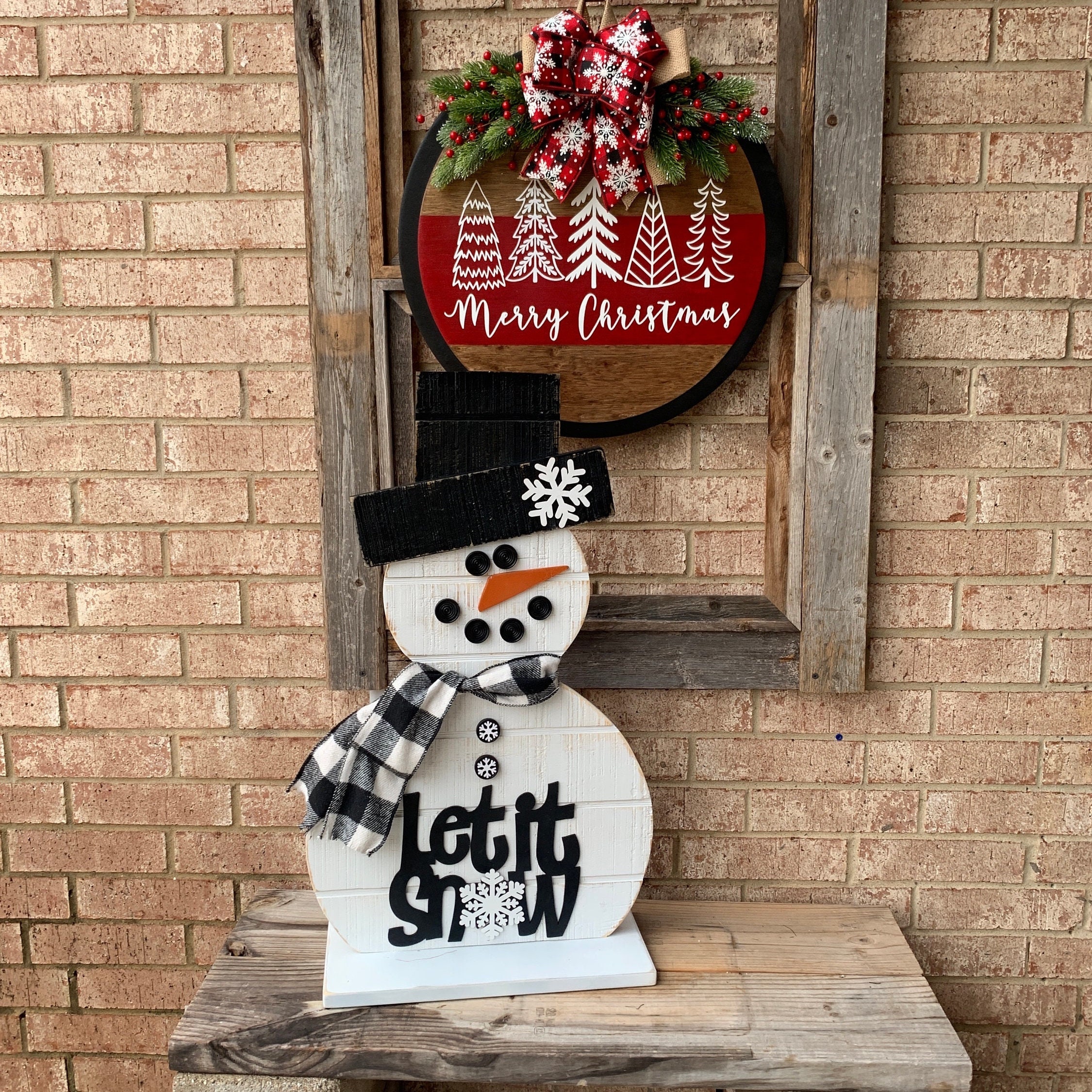 Snowman Decoration, Shelf Sitter Snowman, Christmas Tiered Tray Decor,  Winter Tiered Tray Sitter, Christmas Decoration, Wooden Snowman Decor 