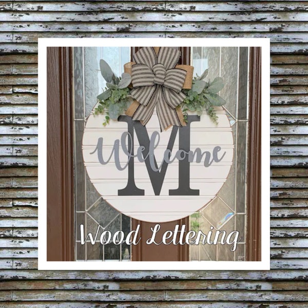 Front Door Decor | Last Name/Initial Sign | Year Round Wreath | Front Door Hanger | Modern Farmhouse Wreath | Personalized | Front Door Sign