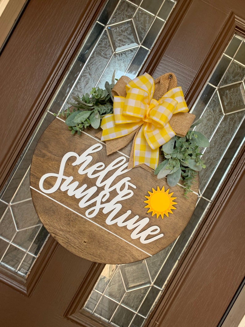 Hello Sunshine Door Sign, Sunflower Décor, Door Hanger, Hello Sunshine