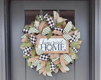 Home Sweet Home Wreath: Black Burlap Farmhouse Decor