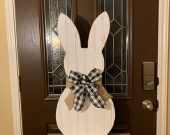 Standing Front Porch Easter Wood Bunny - Bunny Decor 31 inch - Farmhouse Shiplap Style Decor - Only available thru March 18