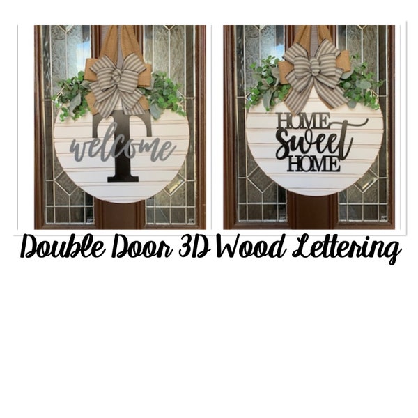 Double Front Door Decor, Home Sweet Home Door Sign, Personalized Front Door Wreath, Farmhouse Door Hanger