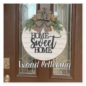 Front Door Decor, Wreath for Front Door, White Shiplap Style Wood Wreath, Home Sweet Home Door Sign, Farmhouse Door, Everyday Door Hanger