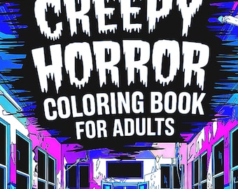 Creepy Horror Coloring Book, Bold Easy Pages (PDF Digital Download)