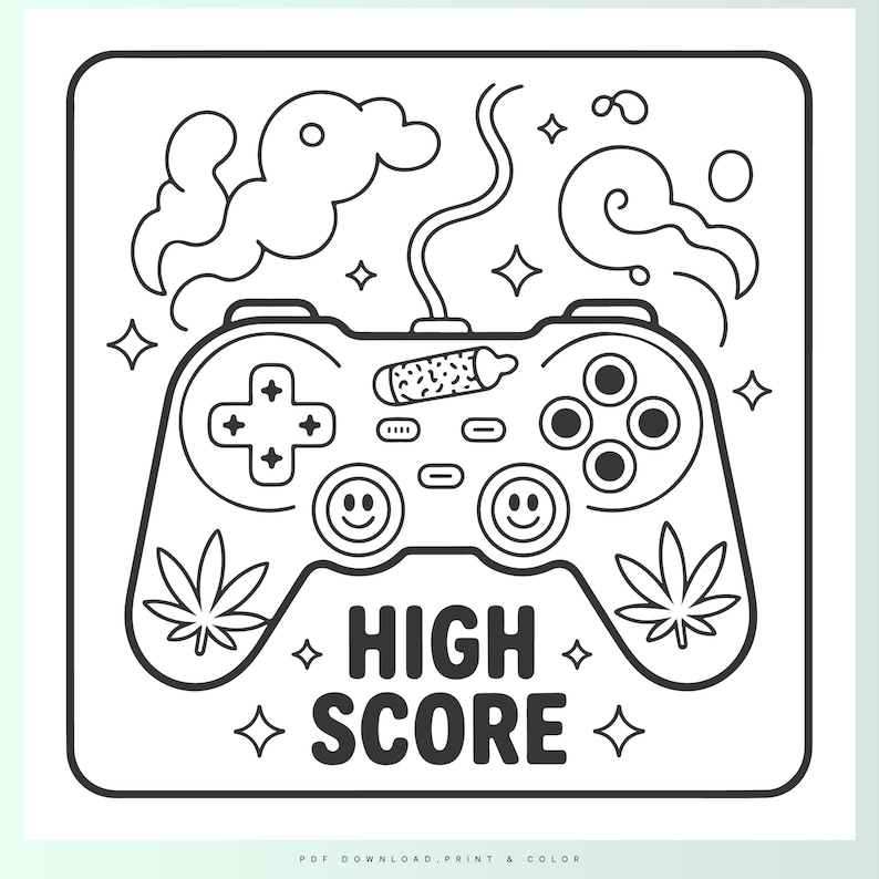 Bold and Easy Stoner Girl Adult Coloring Book | 20 PAGES | PDF Coloring ...